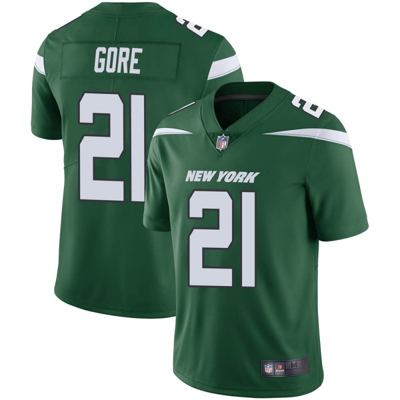 Men's New York Jets #21 Frank Gore Green Vapor Untouchable Limited Stitched Jersey Men's New York Jets #21 Frank Gore Green Vapor Untouchable Limited Stitched Jersey